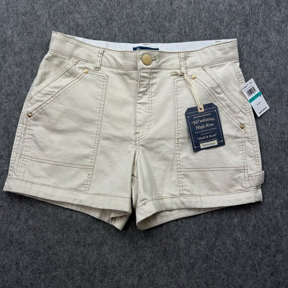 Democracy Ab Solution High Rise Carpenter Shorts Women's Size 16 Blanched Almond - Picture 1 of 11